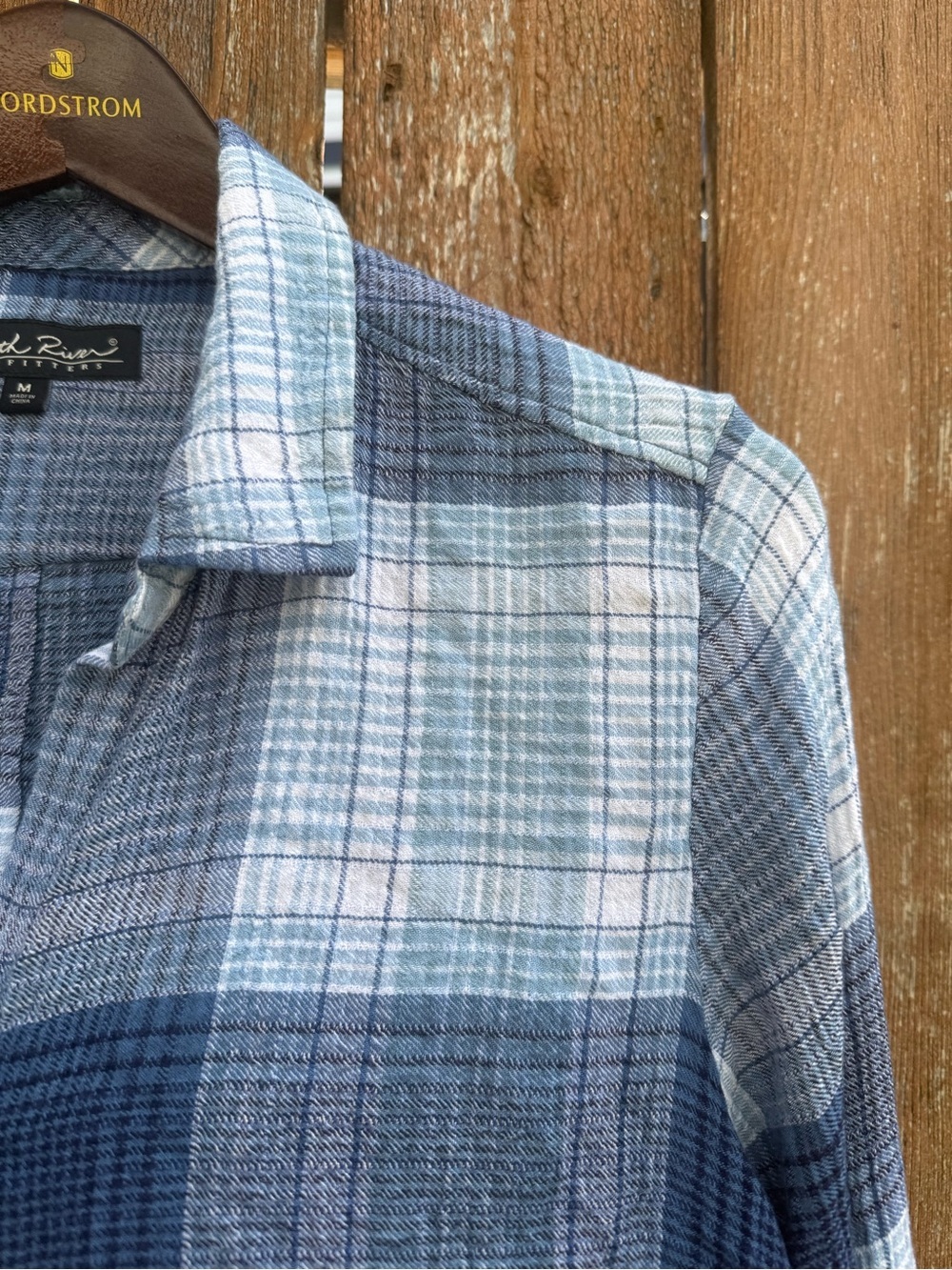 North River Women’s Blue Plaid Soft Flannel Casual Button Down Shirt Medium - Picture 6 of 11